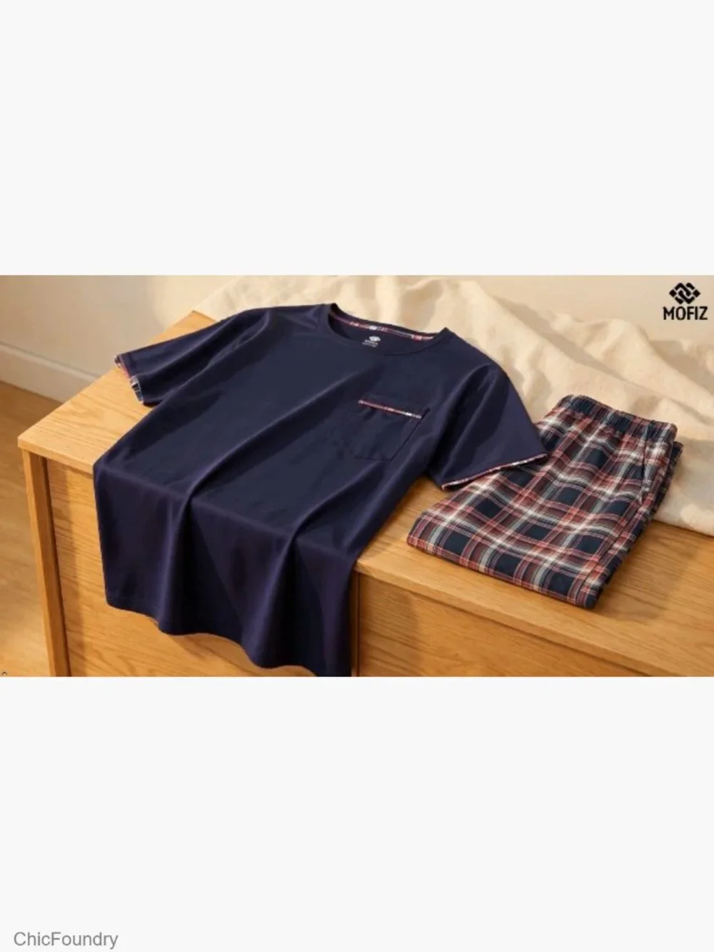 Men's Pajama Short Set Short Sleeve Sleepwear Loungewear with Pockets S-3XL